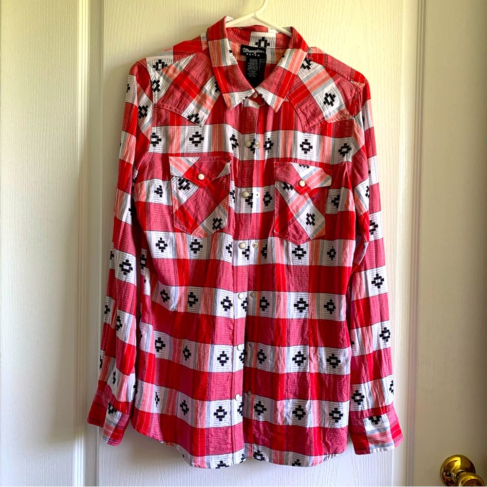 Red and White Plaid Retro Wrangler Women’s Shirt